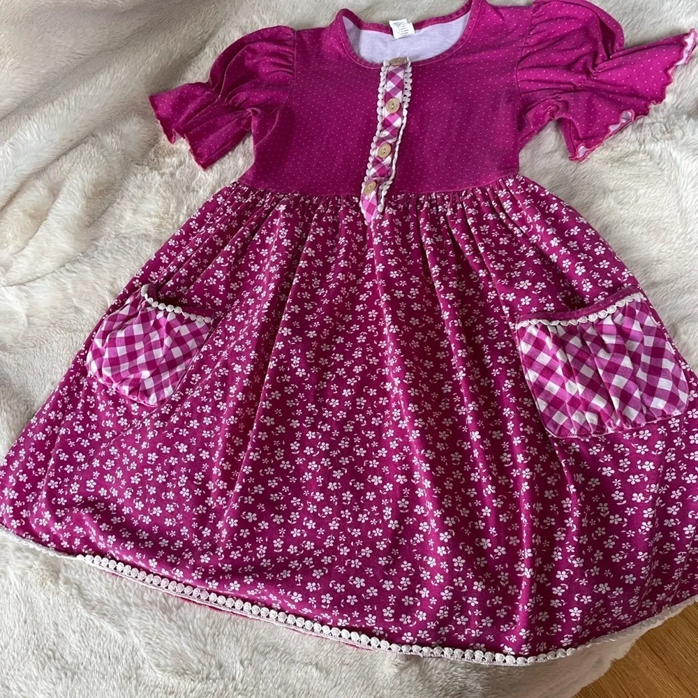 Ricrac & Ruffles pink floral dress